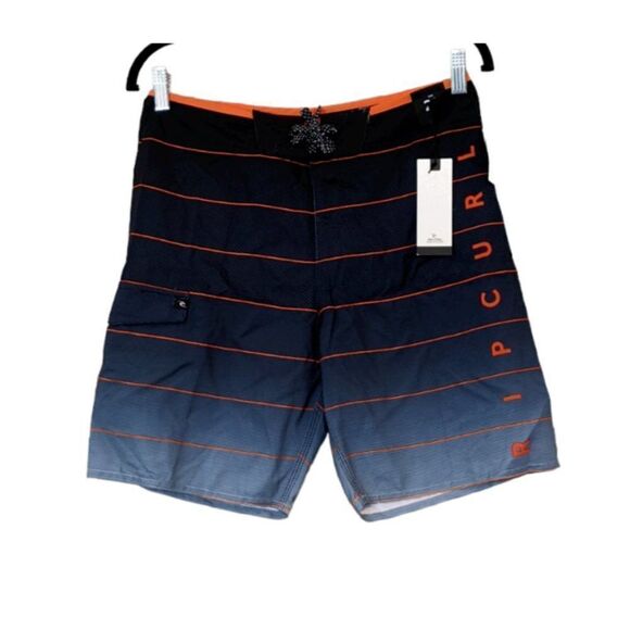 Ripcurl Mens Size 28 Board Shorts Swim Blue Orange Striped Drawstring NWT - Picture 1 of 8